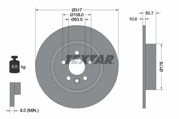 Brzdový kotouč TEXTAR 92300403 – OE LR072016