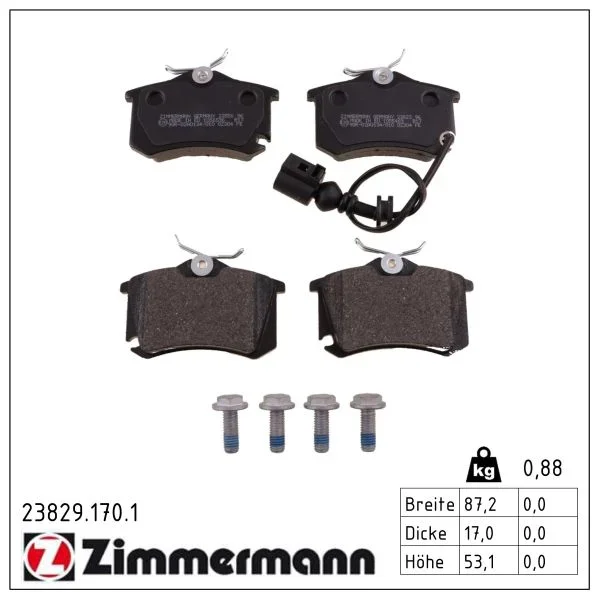 Sada brzdových destiček, kotoučová brzda ZIMMERMANN 23829.170.1