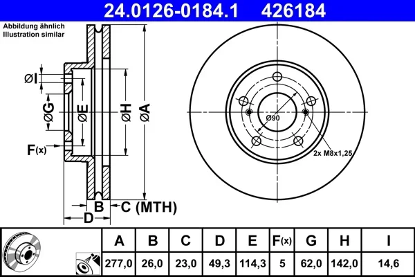 Brzdový kotouč ATE 24.0126-0184.1 – OE 43512-02330