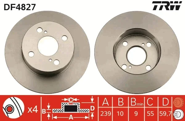 Brzdový kotouč TRW DF4827 – OE 42431-12190
