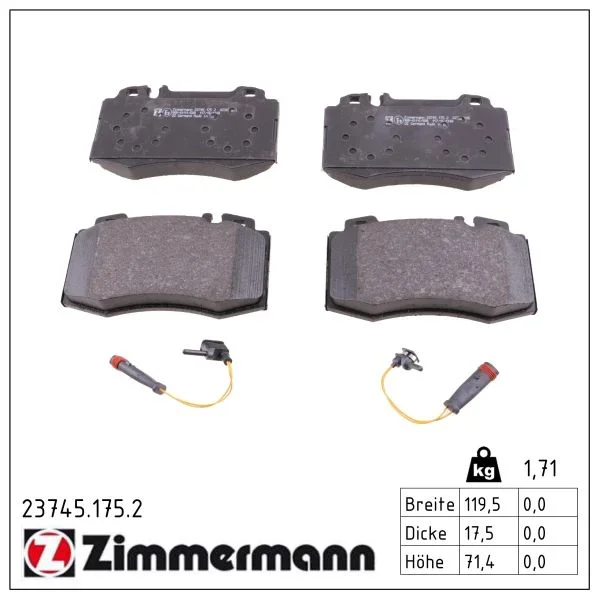 Sada brzdových destiček, kotoučová brzda ZIMMERMANN 23745.175.2
