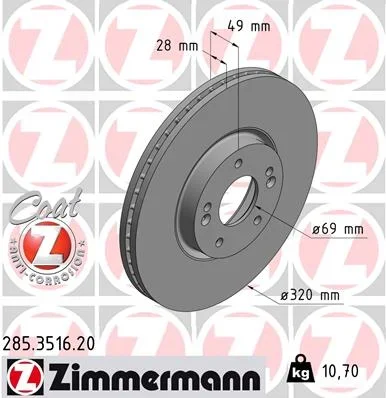 Brzdový kotouč ZIMMERMANN 285.3516.20