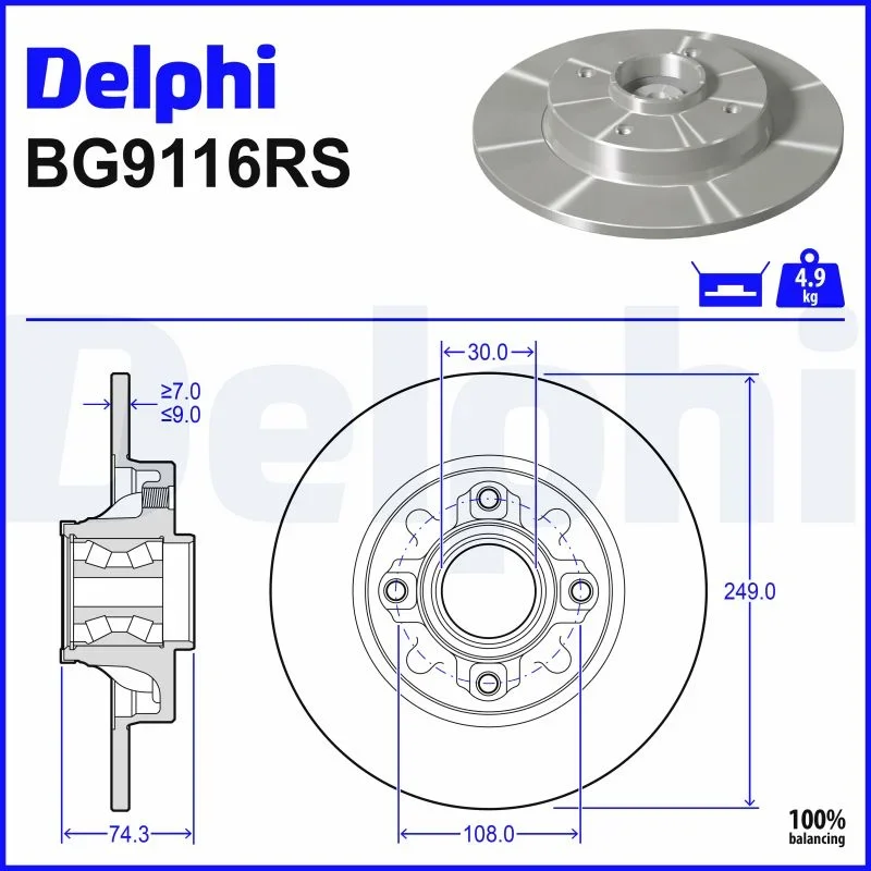 Brzdový kotouč DELPHI BG9116RS