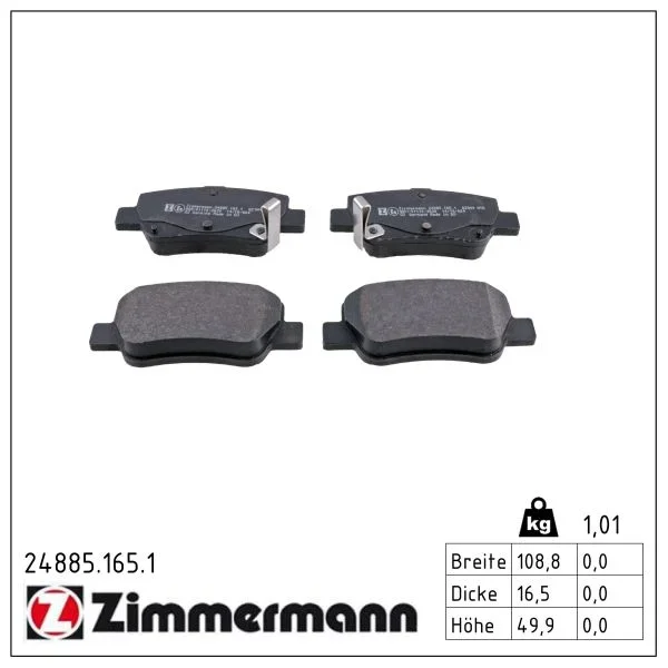 Sada brzdových destiček, kotoučová brzda ZIMMERMANN 24885.165.1