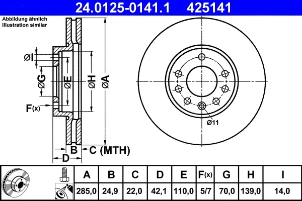Brzdový kotouč ATE 24.0125-0141.1
