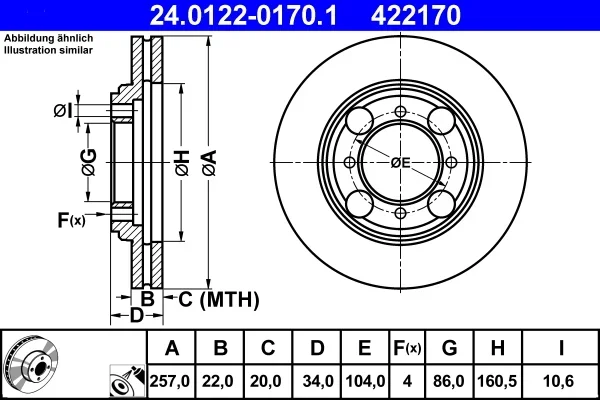 Brzdový kotouč ATE 24.0122-0170.1 – OE 51712-28300