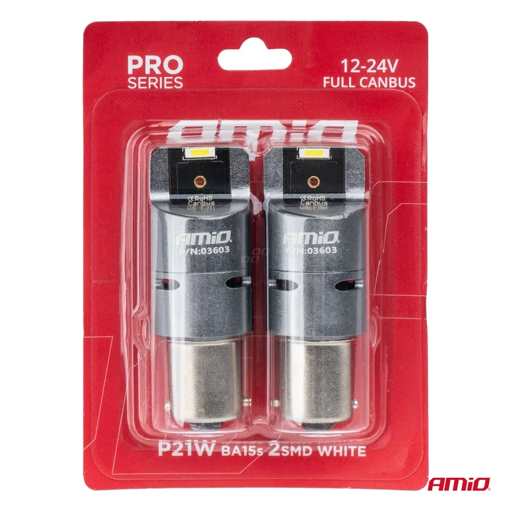 LED žárovky FULL CANBUS PRO BA15S P21W 2x1860SMD bílé 12V 24V AMIO-03603 - Obrázek 4