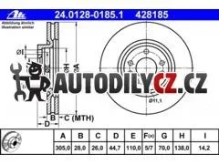 AT 428185 P/L brzdový kotouč ATE