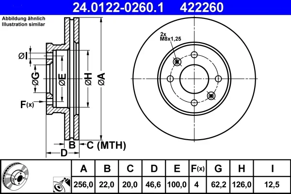 Brzdový kotouč ATE 24.0122-0260.1 – OE 51712-1G000
