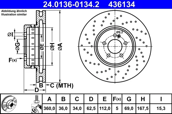 Brzdový kotouč ATE 24.0136-0134.2