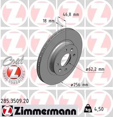 Brzdový kotouč ZIMMERMANN 285.3509.20 – OE 51712-1J500