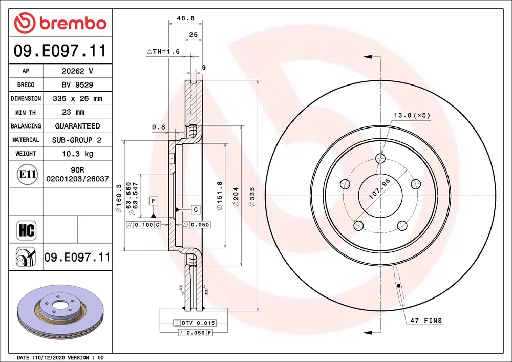 Brzdový kotouč BREMBO 09.E097.11