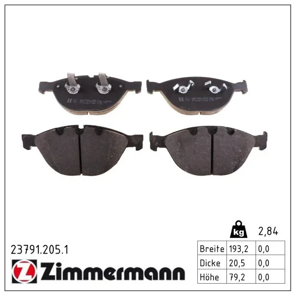 Sada brzdových destiček, kotoučová brzda ZIMMERMANN 23791.205.1 Sada brzdových destiček, kotoučová brzda ZIMMERMANN 23791.205.1