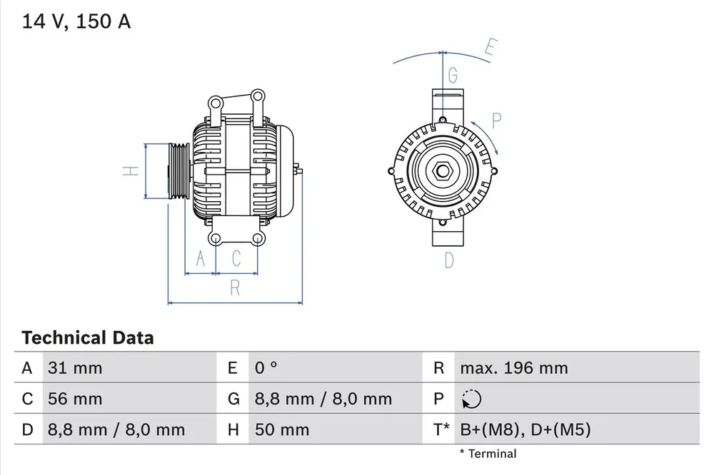 BO 0986043910 Alternátor BOSCH-výměnný díl