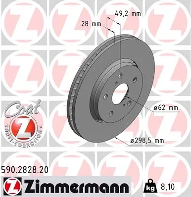 Brzdový kotouč ZIMMERMANN 590.2828.20 – OE 43512-F4010