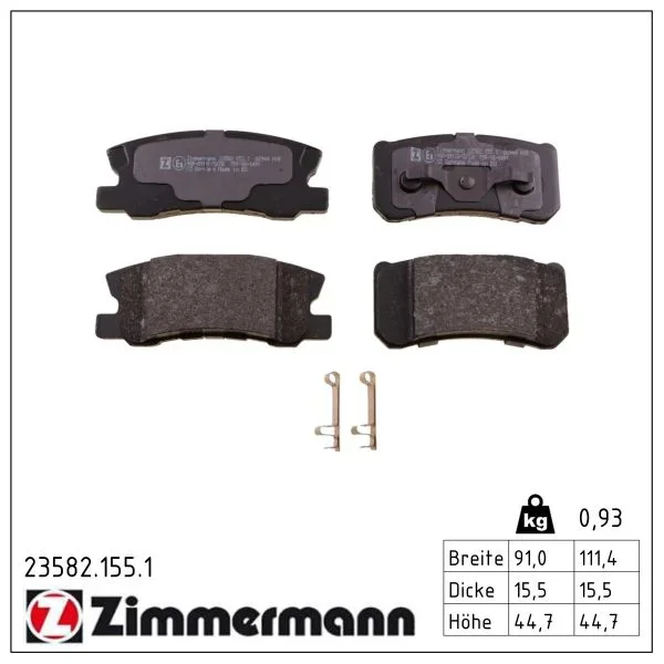 Sada brzdových destiček, kotoučová brzda ZIMMERMANN 23582.155.1