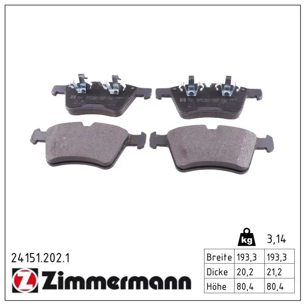 Sada brzdových destiček, kotoučová brzda ZIMMERMANN 24151.202.1