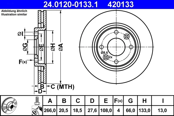 Brzdový kotouč ATE 24.0120-0133.1