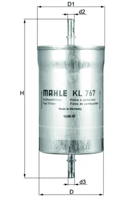 Palivový filtr MAHLE KL767 – OE 3R0127401