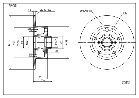 BRZ.KOTOUČ /Z/ AUDI A4 VŠECHNY HART 215613 – OE 8D0615601B