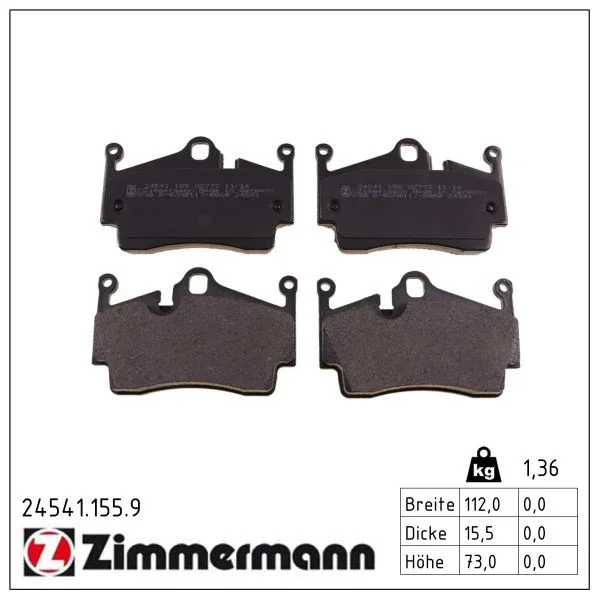 Sada brzdových destiček, kotoučová brzda ZIMMERMANN 24541.155.9