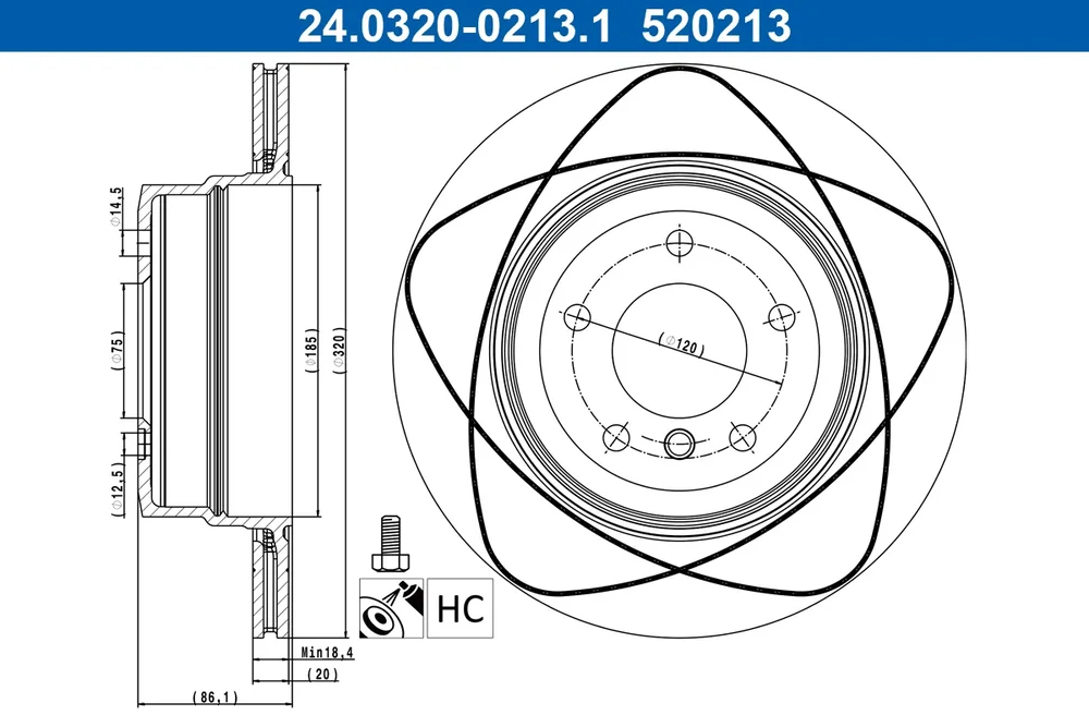 Brzdový kotouč ATE 24.0320-0213.1 – OE 34216763345