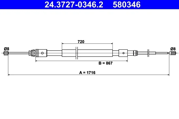 Tazne lanko, parkovaci brzda ATE 24.3727-0346.2 – OE 4745V0