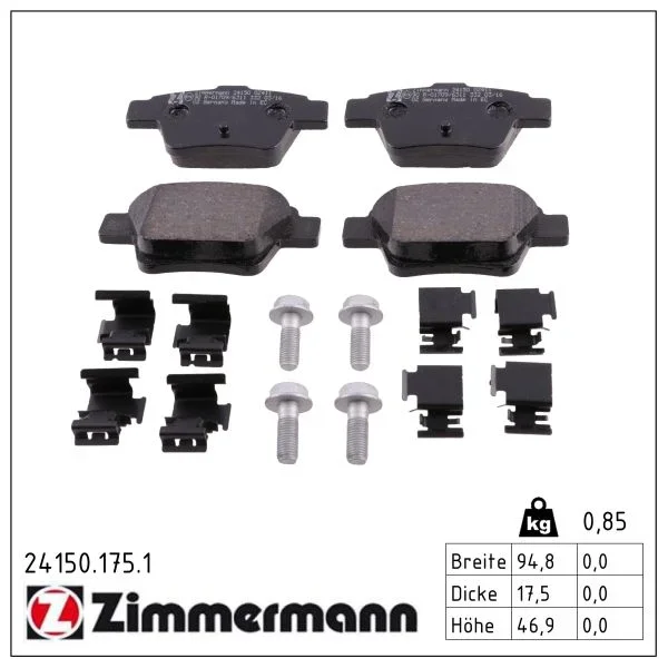 Sada brzdových destiček, kotoučová brzda ZIMMERMANN 24150.175.1