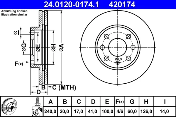 Brzdový kotouč ATE 24.0120-0174.1