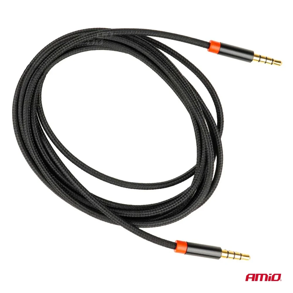 KABEL AUX MINI JACK 3,5MM OPLOT 200CM AMIO 03270 - Obrázek 2