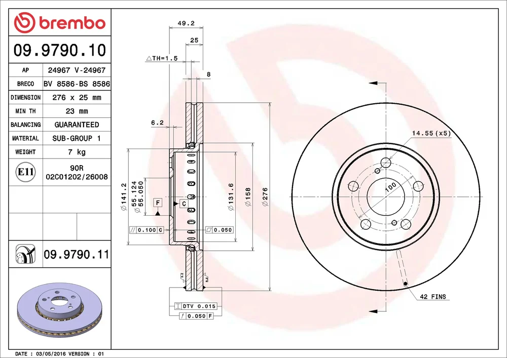 Brzdový kotouč BREMBO 09.9790.11