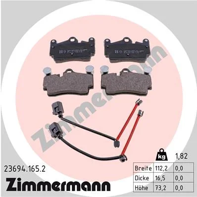 Sada brzdových destiček, kotoučová brzda ZIMMERMANN 23694.165.2