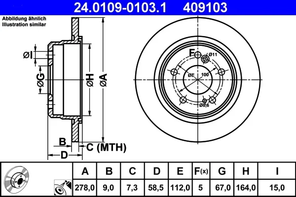 Brzdový kotouč ATE 24.0109-0103.1
