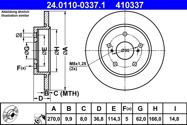 Brzdový kotouč ATE 24.0110-0337.1