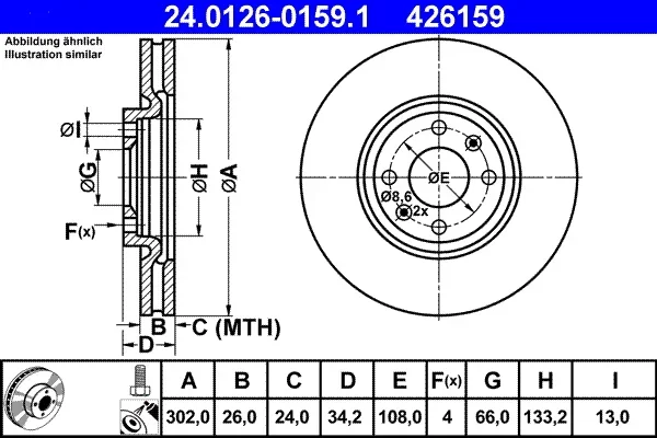 Brzdový kotouč ATE 24.0126-0159.1