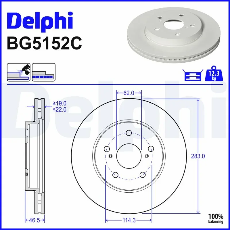 Brzdový kotouč DELPHI BG5152C – OE 4351252170