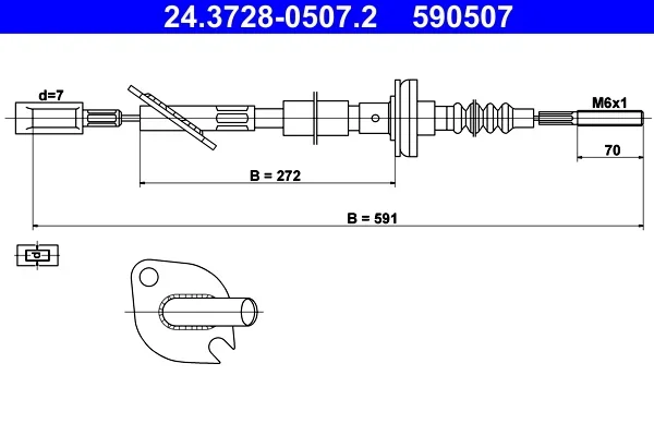 Tazne lanko, ovladani spojky ATE 24.3728-0507.2 – OE 7680262 Tazne lanko, ovladani spojky ATE 24.3728-0507.2 – OE 7680262