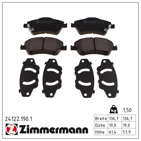 Sada brzdových destiček, kotoučová brzda ZIMMERMANN 24122.190.1
