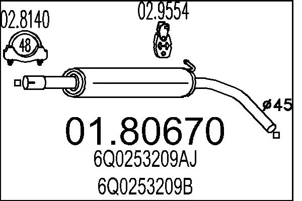 Stredni tlumic vyfuku MTS 01.80670