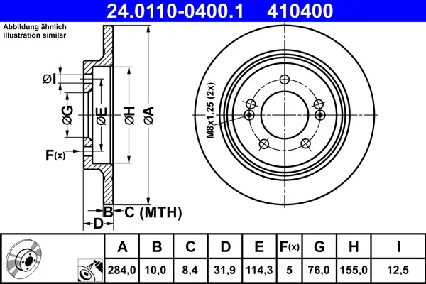 Brzdový kotouč ATE 24.0110-0400.1 – OE 58411-3V500