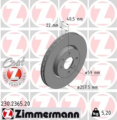 Brzdový kotouč ZIMMERMANN 230.2365.20