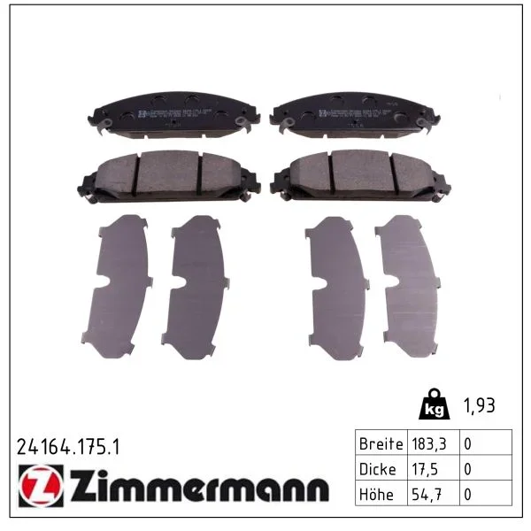 Sada brzdových destiček, kotoučová brzda ZIMMERMANN 24164.175.1