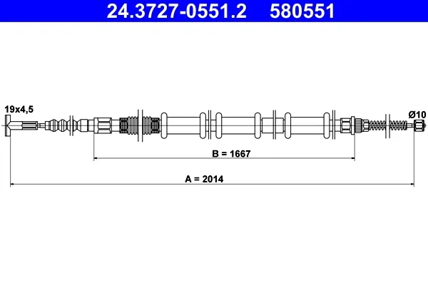 Tazne lanko, parkovaci brzda ATE 24.3727-0551.2 – OE 46547547