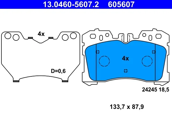 Sada brzdových destiček, kotoučová brzda ATE 13.0460-5607.2