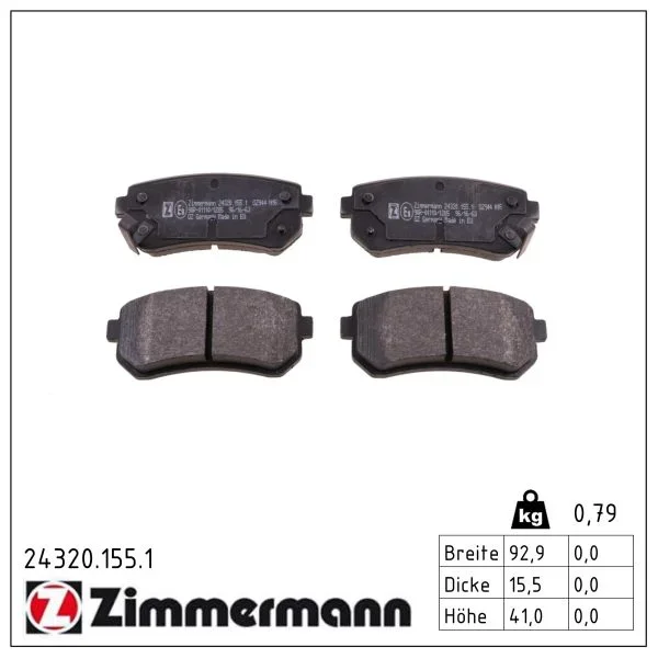 Sada brzdových destiček, kotoučová brzda ZIMMERMANN 24320.155.1