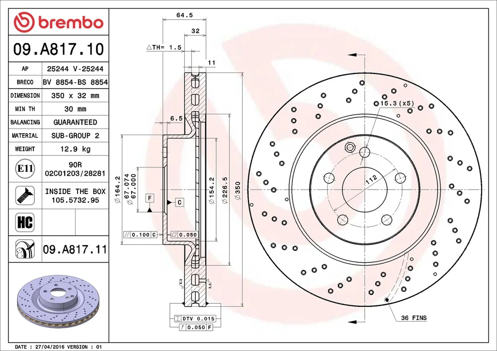 Brzdový kotouč BREMBO 09.A817.11