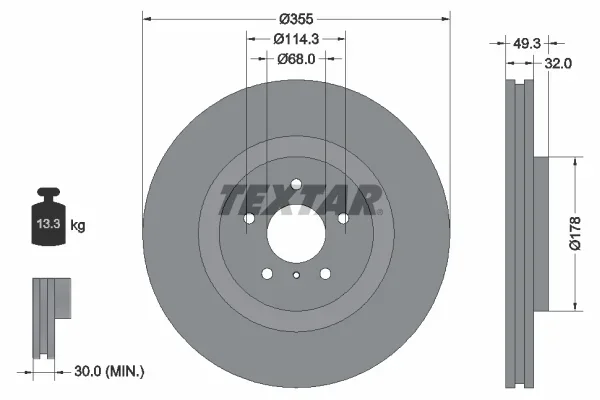 Brzdový kotouč TEXTAR 92199105
