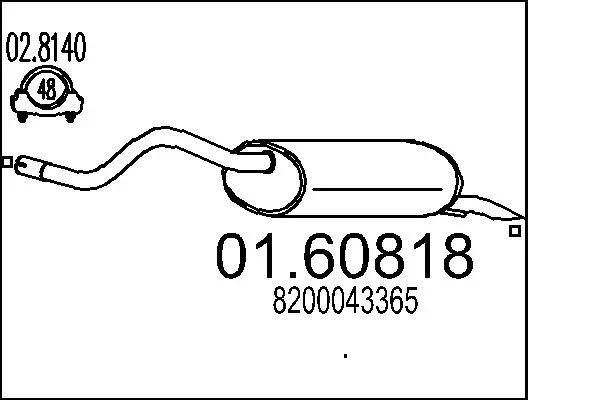 Zadni tlumic vyfuku MTS 01.60818 – OE 8200043365 Zadni tlumic vyfuku MTS 01.60818 – OE 8200043365