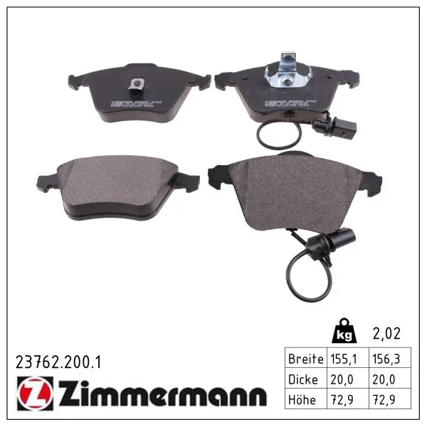 Sada brzdových destiček, kotoučová brzda ZIMMERMANN 23762.200.1
