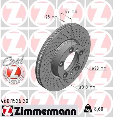 Brzdový kotouč ZIMMERMANN 460.1526.20